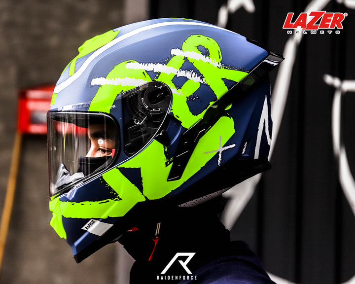 LAZER Helmet RAFALE Street Helmet Blue-Yellow (Matte)