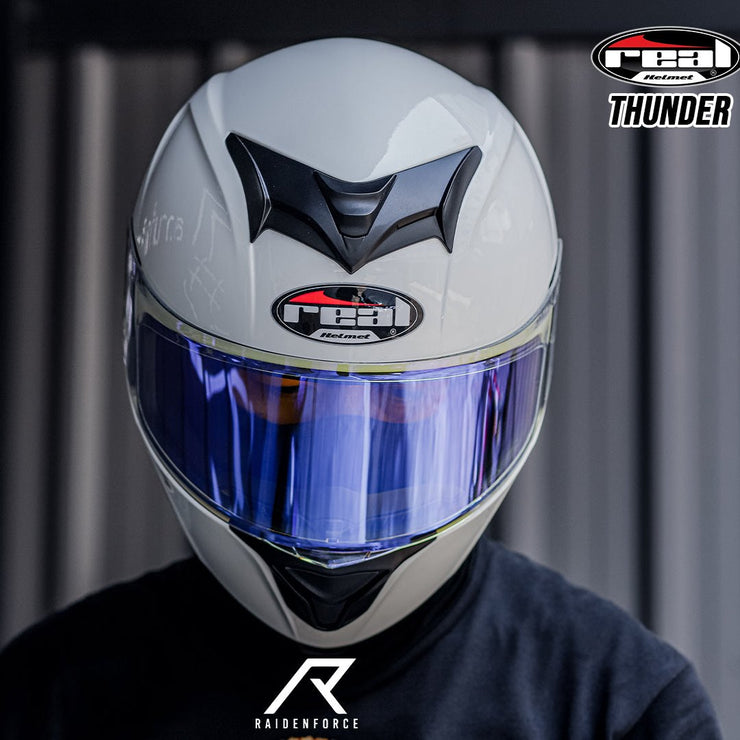 หมวกกันน็อค REAL Helmets Thunder พื้น ขาว
