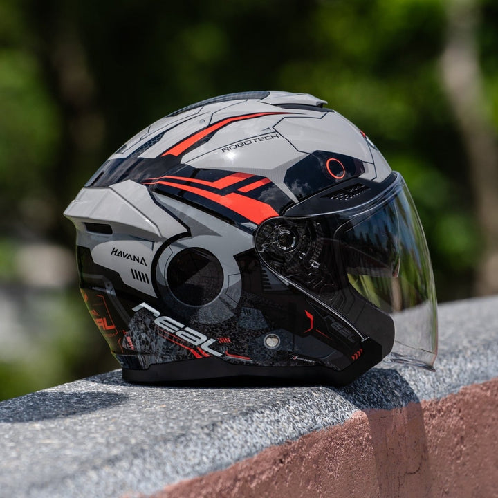 Real Helmet Havana Robotech Helmet, Gray Black