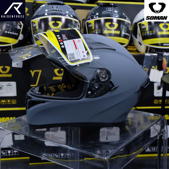 SOMAN Helmet - SM960 Plain Color, matte grey