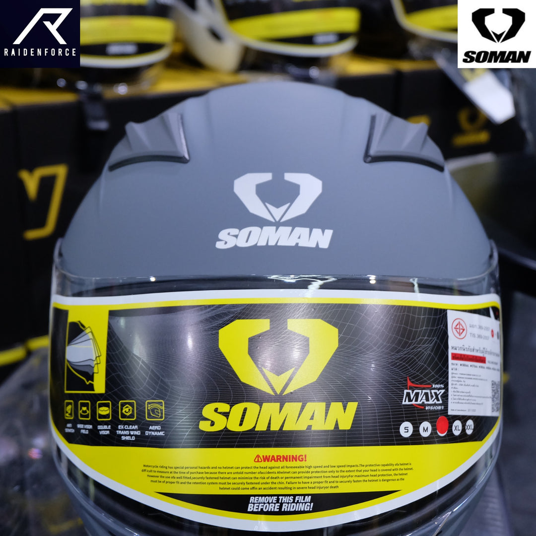 SOMAN Helmet - SM960 Plain Color, matte grey