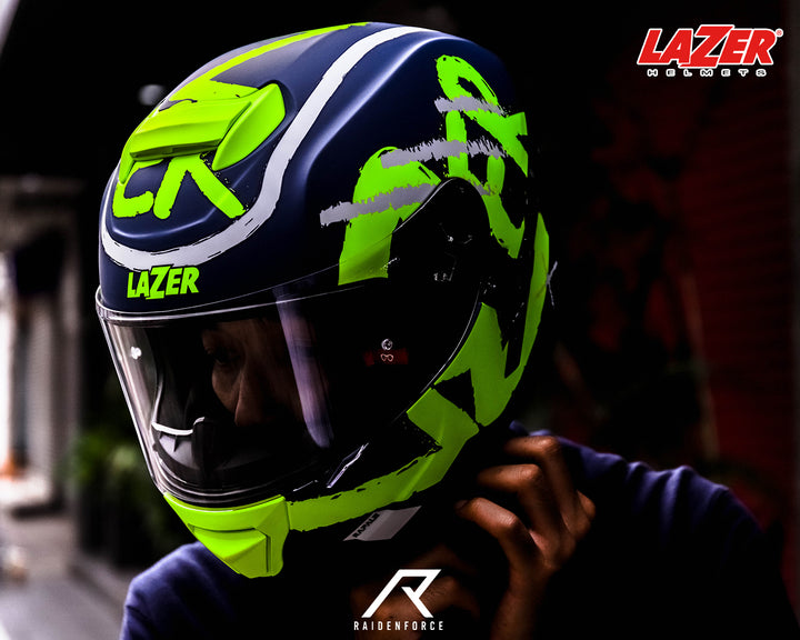 LAZER Helmet RAFALE Street Helmet Blue-Yellow (Matte)