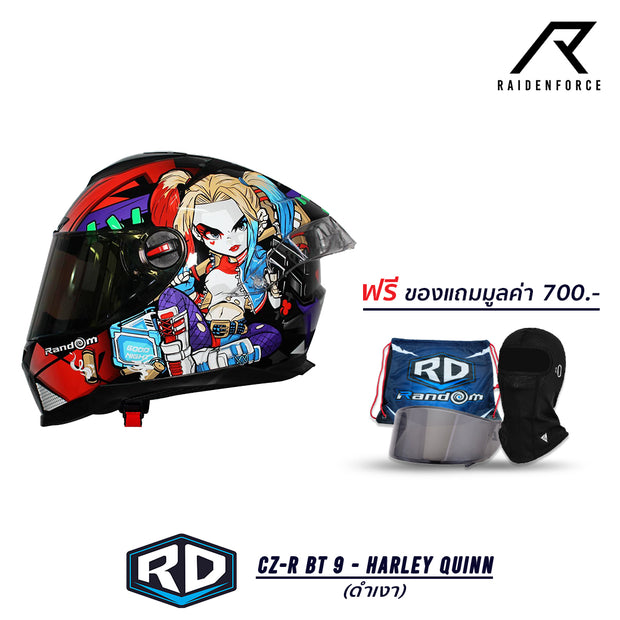 หมวกกันน็อค Random CZ-R BT 9 Harley Quinn ดำเงา