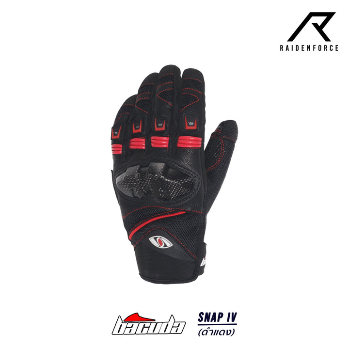 Bacuda Snap IV Leather Gloves Black Red
