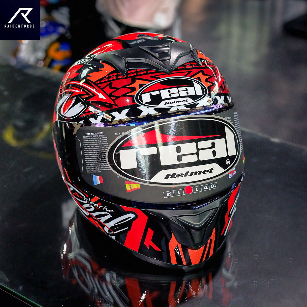 Real Helmet Thunder Apache Black and Red Helmet