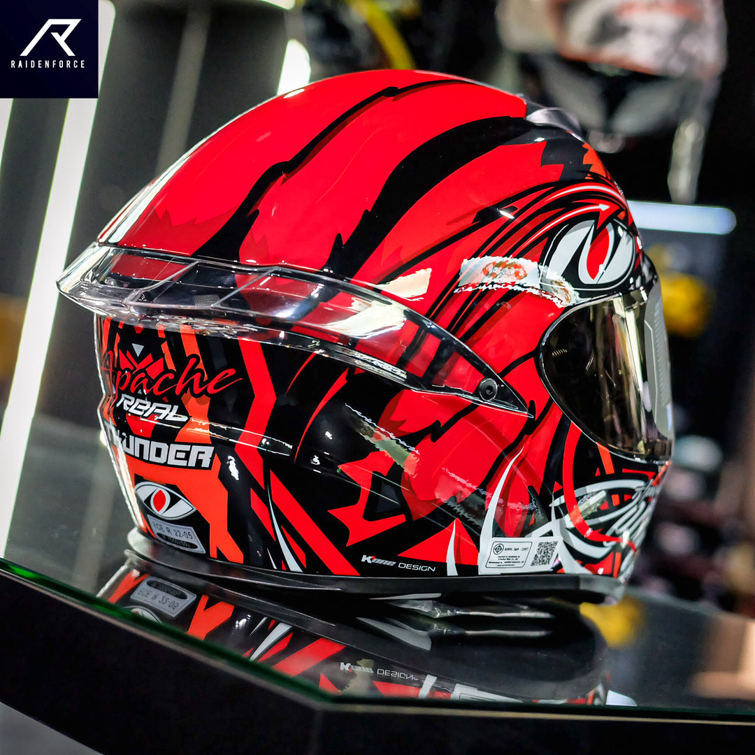 Real Helmet Thunder Apache Black and Red Helmet