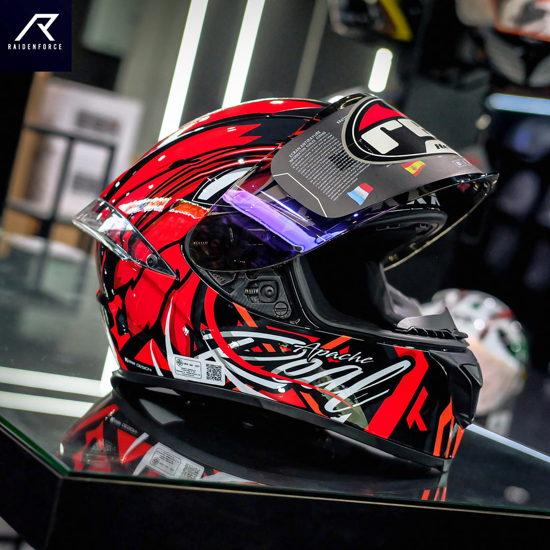 Real Helmet Thunder Apache Black and Red Helmet