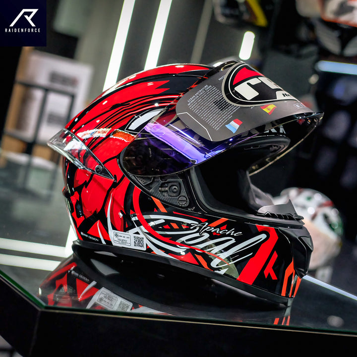 Real Helmet Thunder Apache Black and Red Helmet