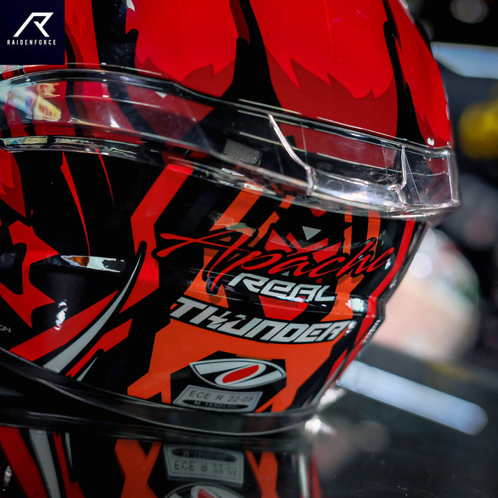 Real Helmet Thunder Apache Black and Red Helmet