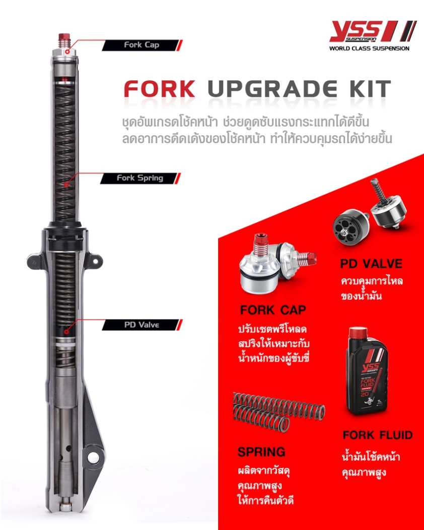 Front shock upgrade kit YSS Fork Upgrade Kit Yamaha Aerox155'17 2021