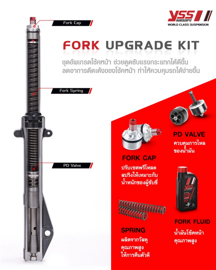 Front shock upgrade kit YSS Fork Upgrade Kit Yamaha Aerox155'17 2021