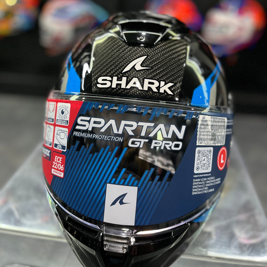 SHARK SPARTAN GT PRO KULTRAM CARBON EXPORT DKB HE1310 Helmet, Carbon/Blue