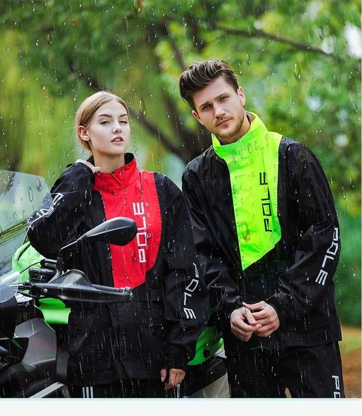 Red POLE brand raincoat