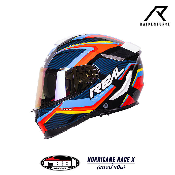 Real Helmet HURRICANE RACE X Red and Blue Helmet