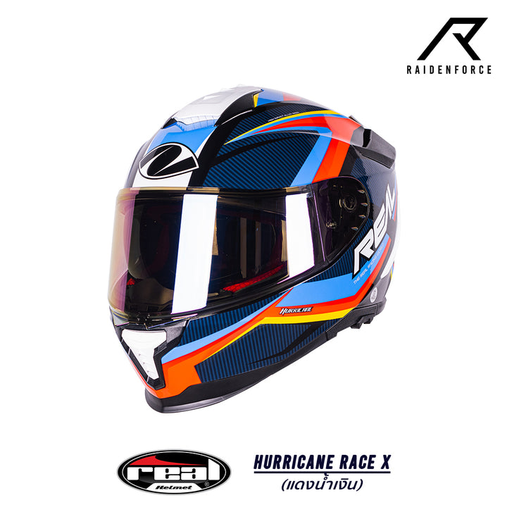 Real Helmet HURRICANE RACE X Red and Blue Helmet