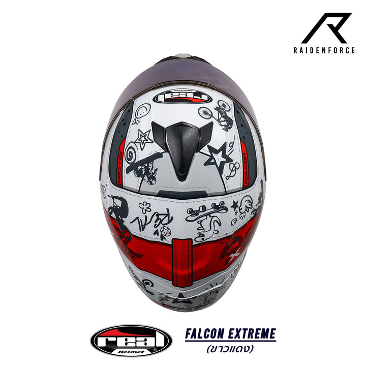 หมวกกันน็อค REAL Helmet Falcon  Extreme ขาวแดง