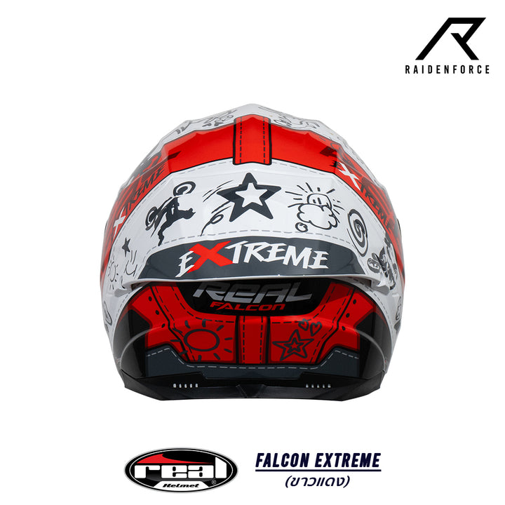 หมวกกันน็อค REAL Helmet Falcon  Extreme ขาวแดง