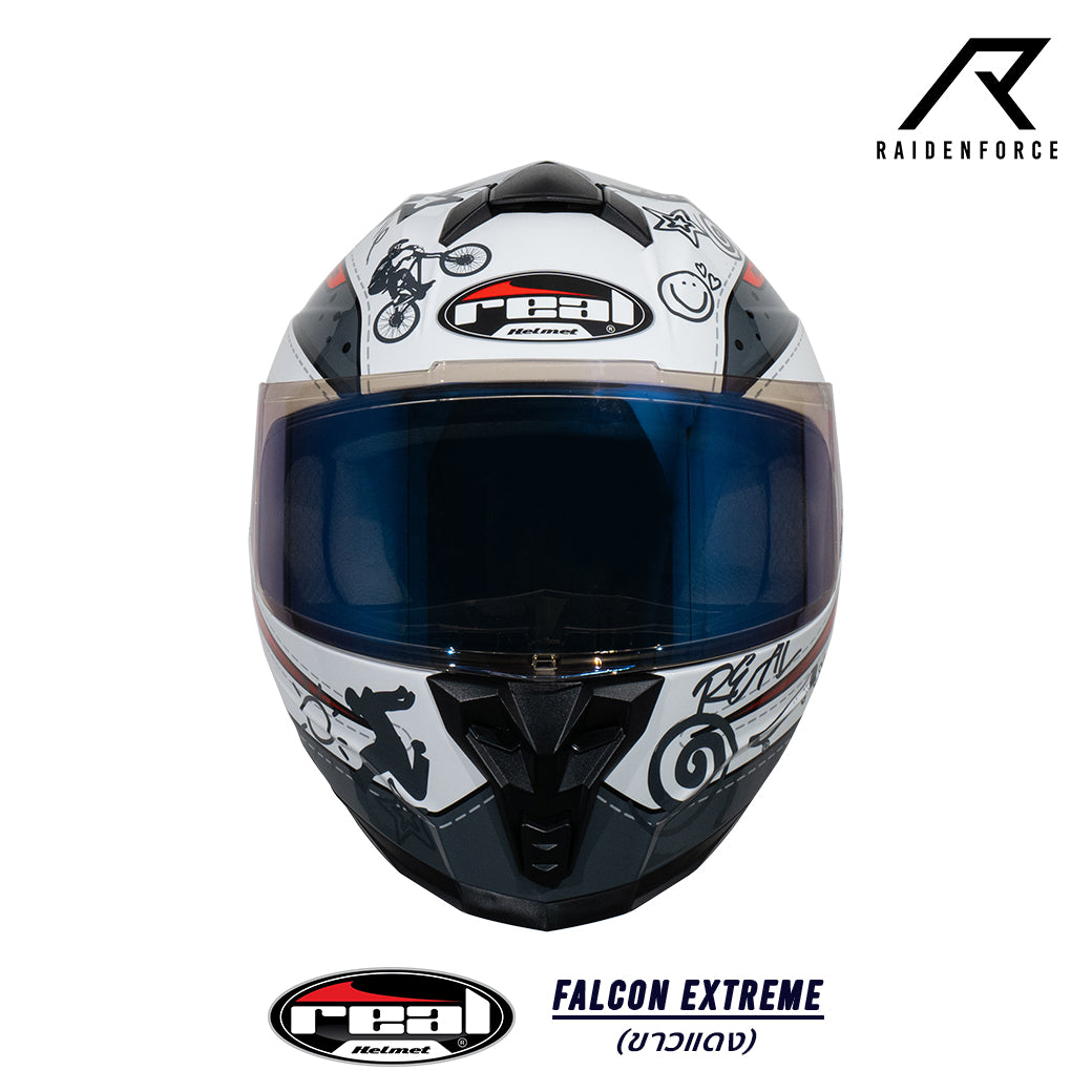หมวกกันน็อค REAL Helmet Falcon  Extreme ขาวแดง