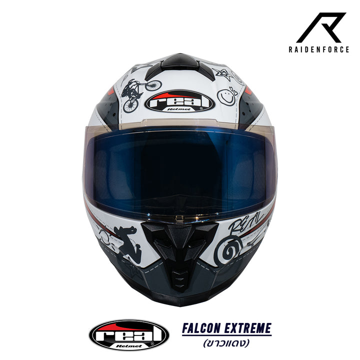 หมวกกันน็อค REAL Helmet Falcon  Extreme ขาวแดง