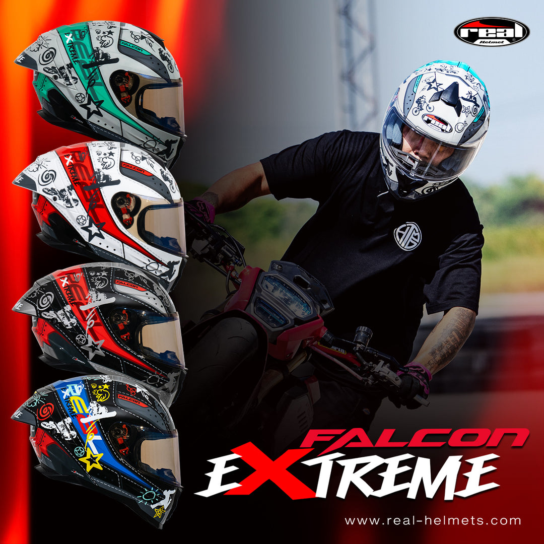 หมวกกันน็อค REAL Helmet Falcon  Extreme ขาวแดง