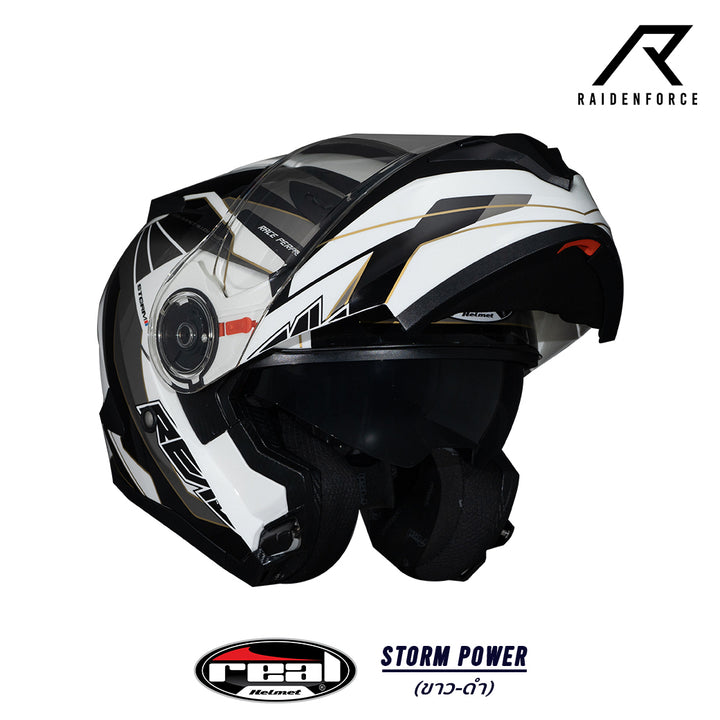 REAL Helmet STORM Power Black and White Helmet