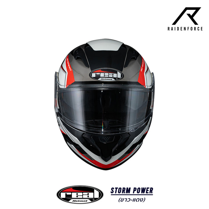 REAL Helmet STORM Power White Red Helmet