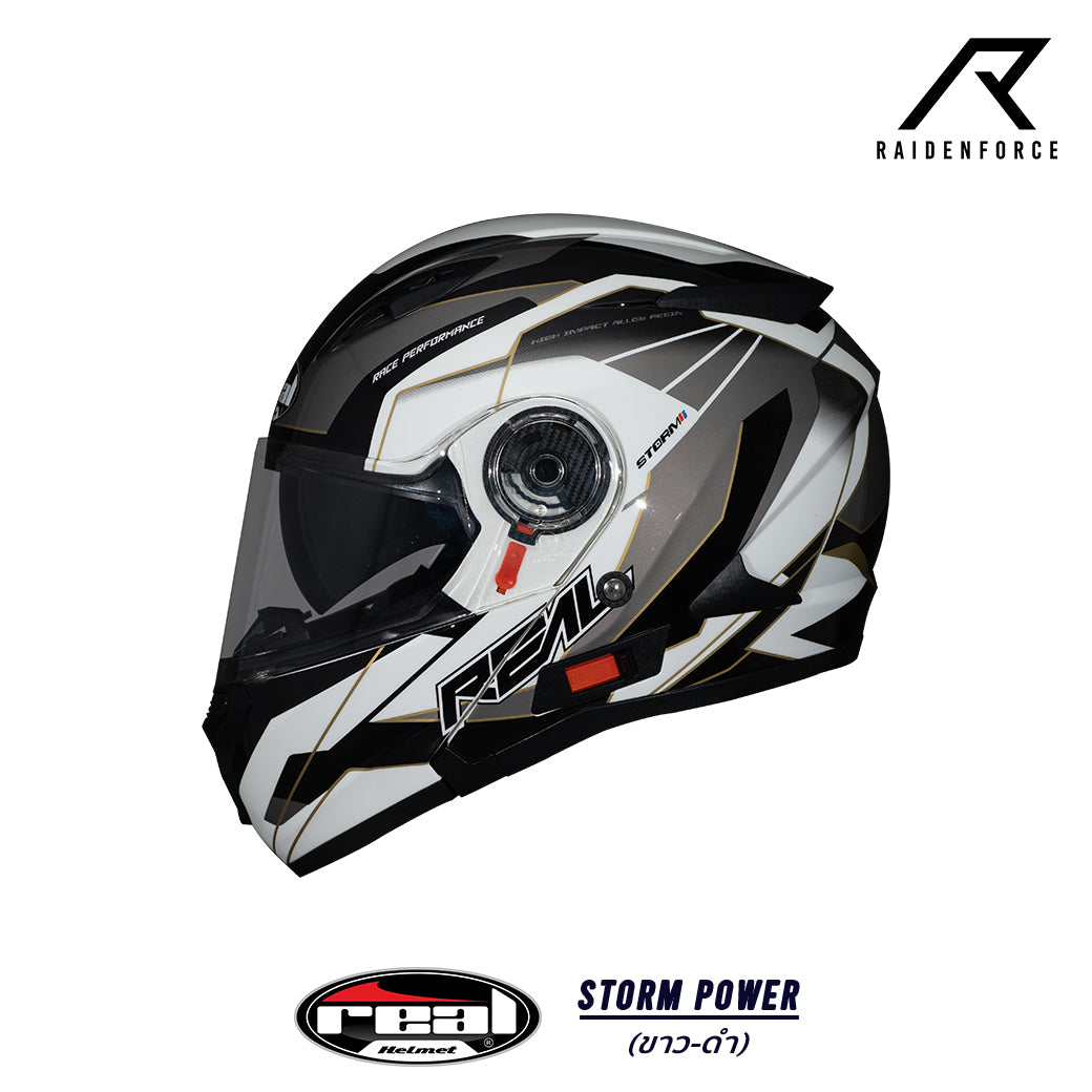 REAL Helmet STORM Power Black and White Helmet