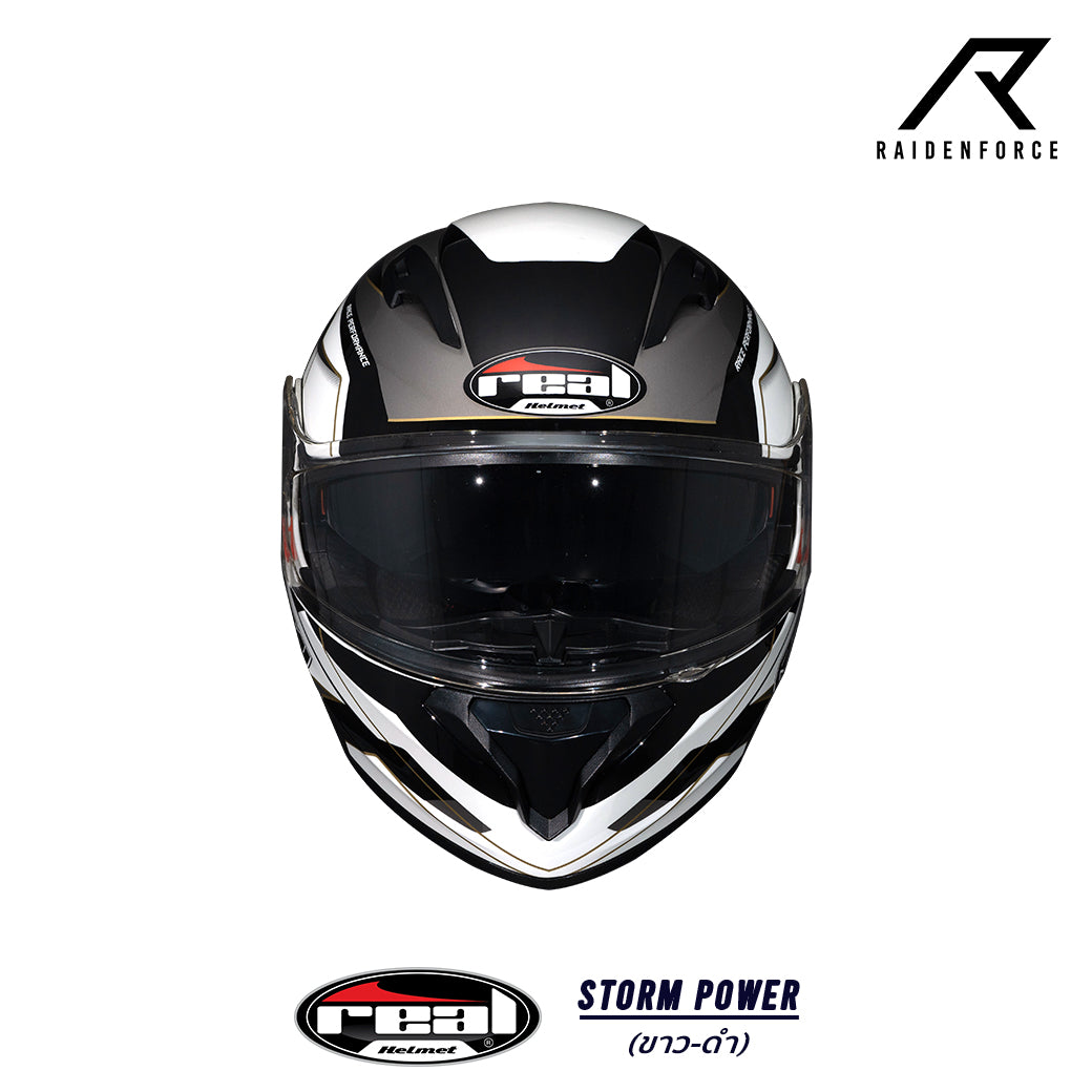 REAL Helmet STORM Power Black and White Helmet