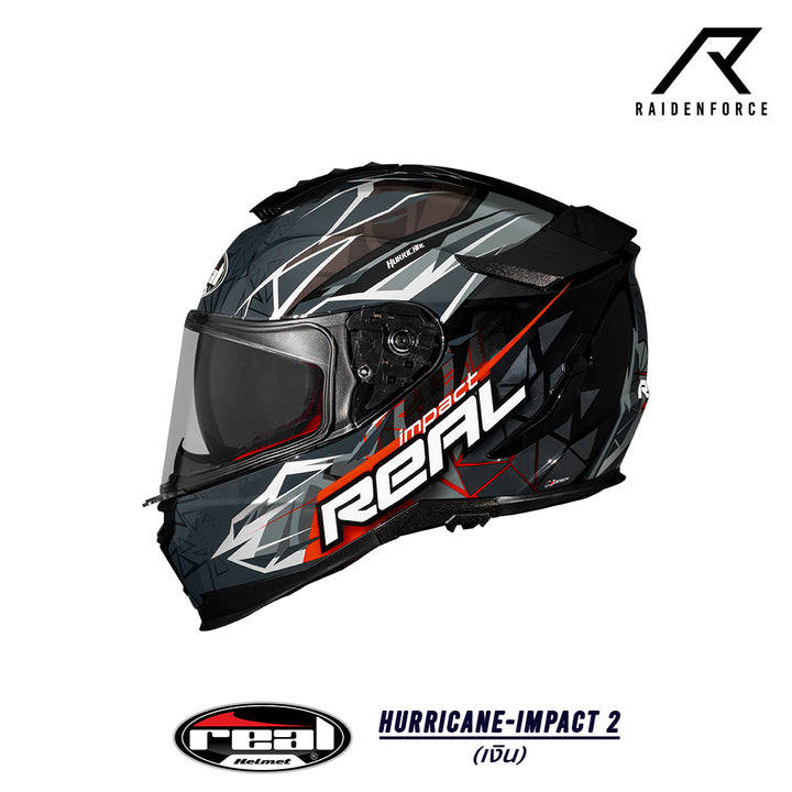 หมวกกันน็อค Real Helmet Hurricane-Impact 2   เงิน
