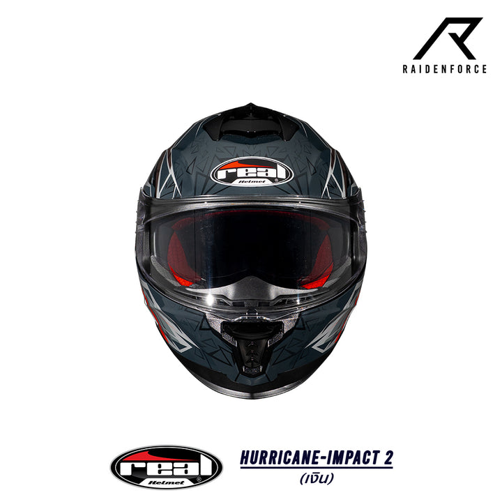 หมวกกันน็อค Real Helmet Hurricane-Impact 2   เงิน