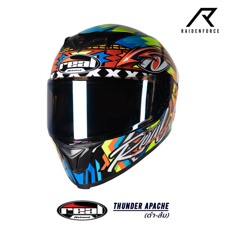 Real Helmet Thunder Apache Black Orange Helmet