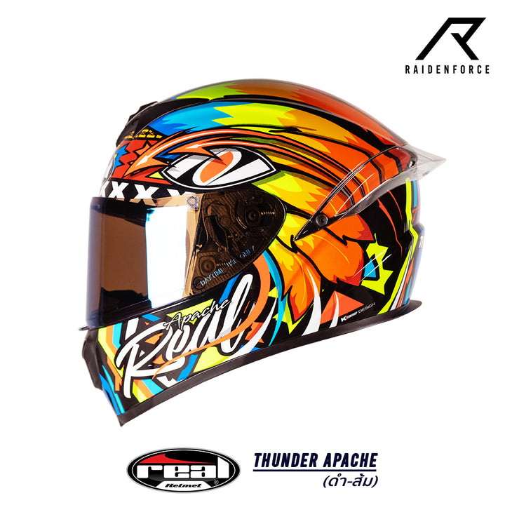 Real Helmet Thunder Apache Black Orange Helmet