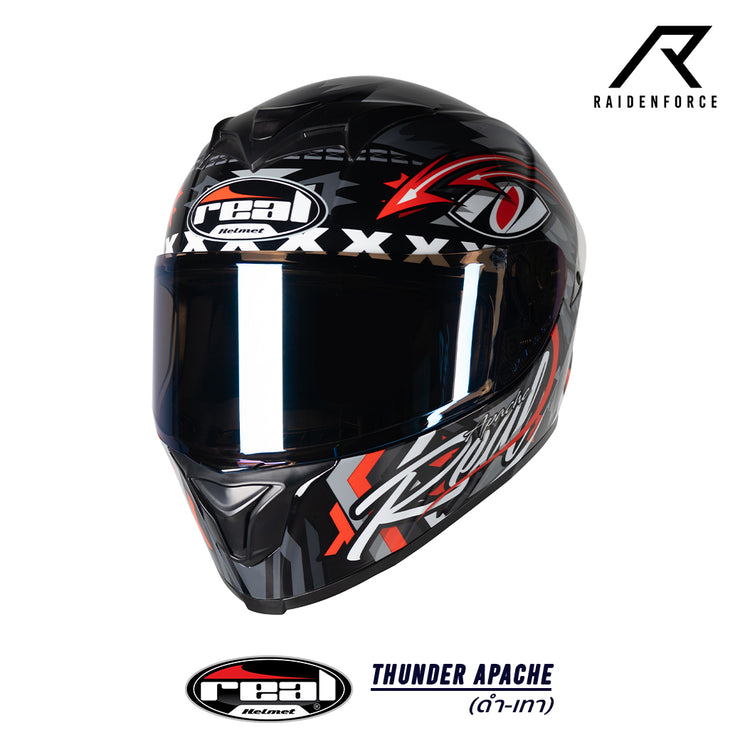 หมวกกันน็อค Real Helmet Thunder Apache สีดำเทา