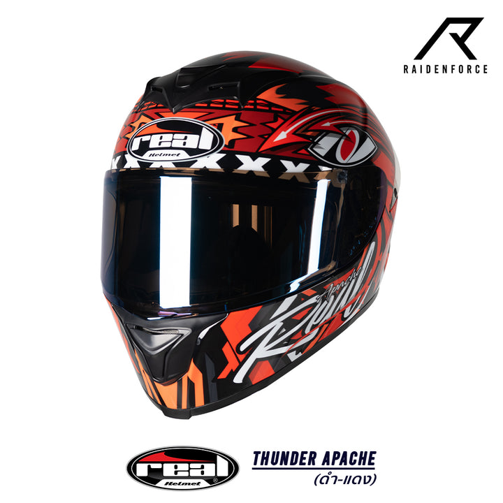 Real Helmet Thunder Apache Black and Red Helmet