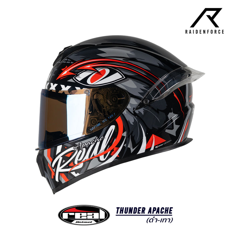 หมวกกันน็อค Real Helmet Thunder Apache สีดำเทา