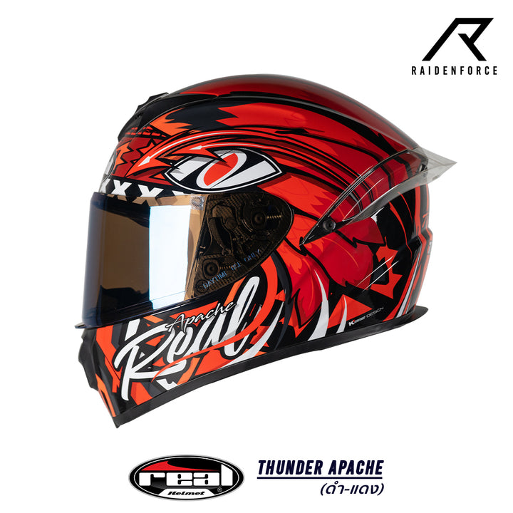 Real Helmet Thunder Apache Black and Red Helmet