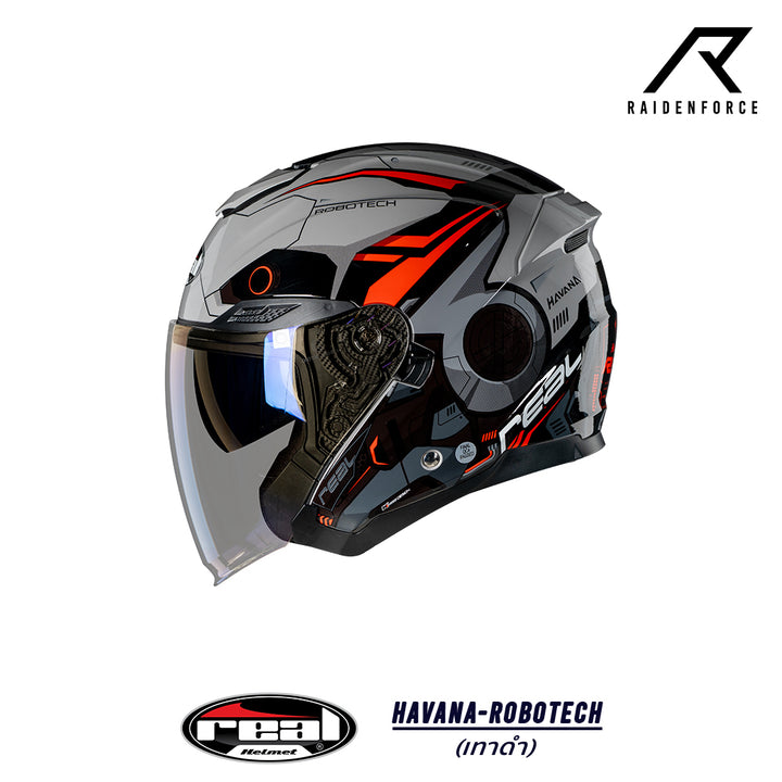 Real Helmet Havana Robotech Helmet, Gray Black