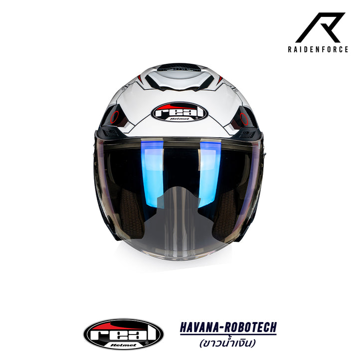 Real Helmet Havana Robotech Helmet, White and Blue