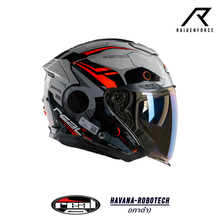 Real Helmet Havana Robotech Helmet, Gray Black