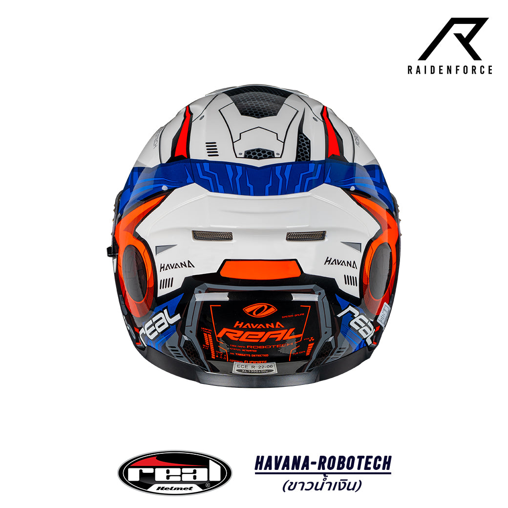 Real Helmet Havana Robotech Helmet, White and Blue