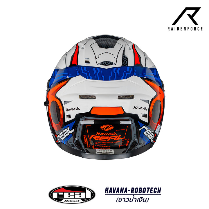 Real Helmet Havana Robotech Helmet, White and Blue