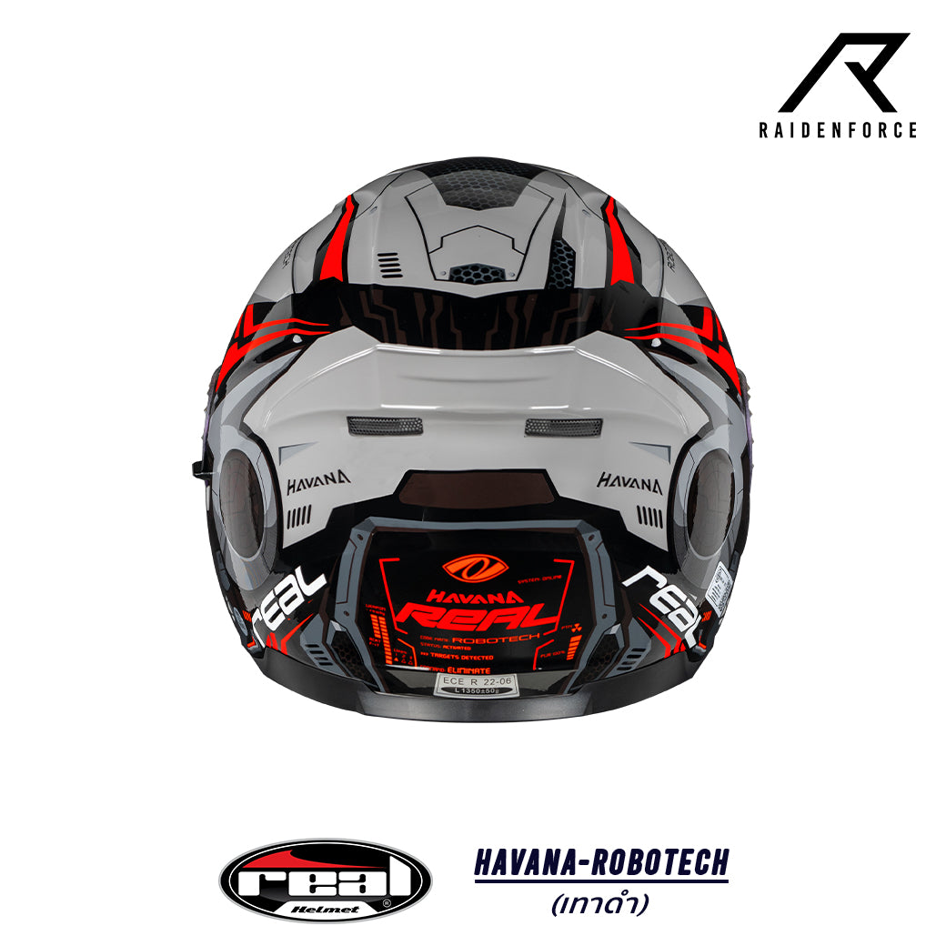 Real Helmet Havana Robotech Helmet, Gray Black