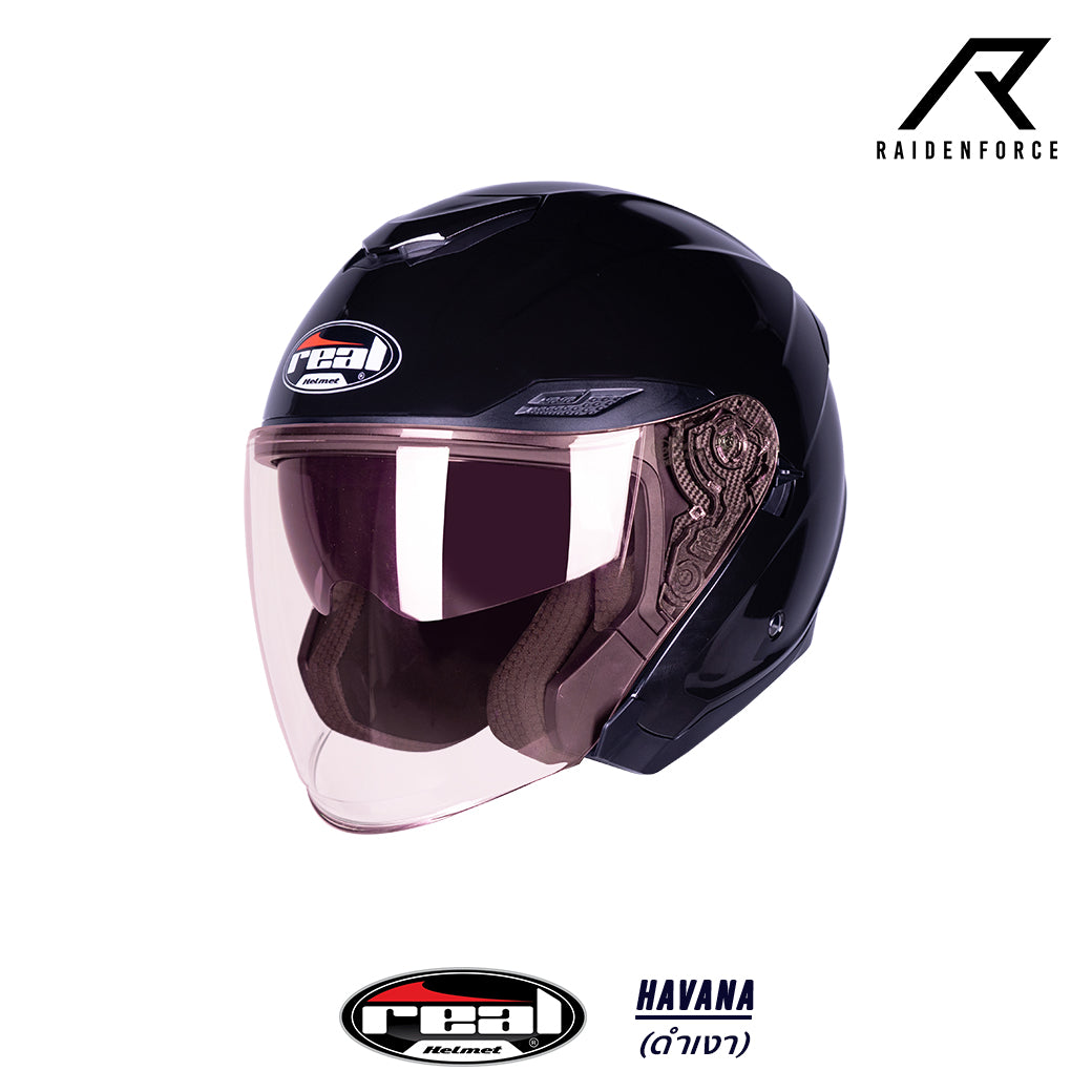 Real Helmet Havana glossy black helmet