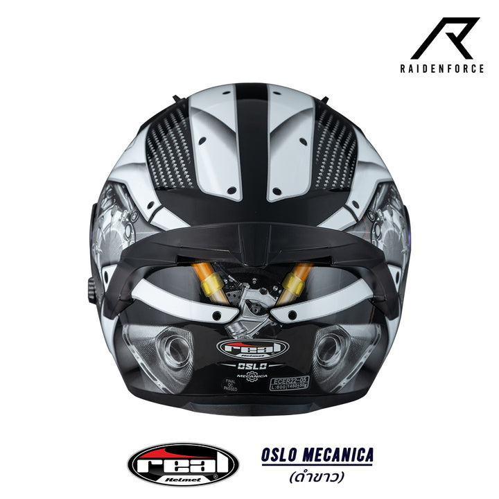 Real Helmet Oslo Mecanica black and white helmet