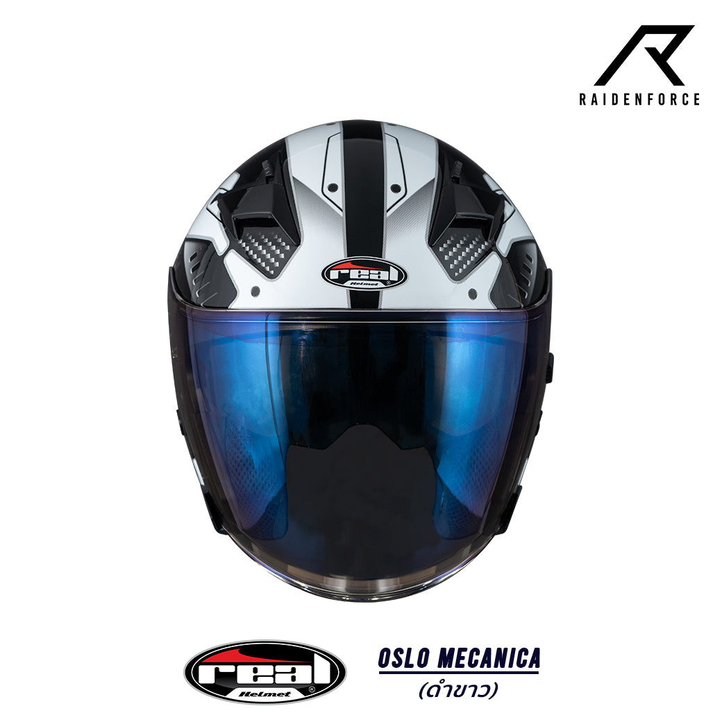 Real Helmet Oslo Mecanica black and white helmet