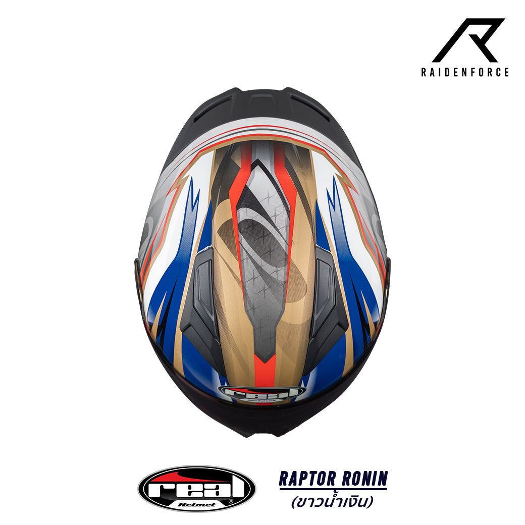 Real Helmet Raptor Ronin Helmet White and Blue