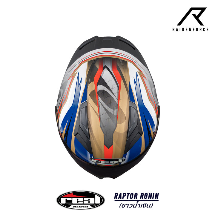 Real Helmet Raptor Ronin Helmet White and Blue