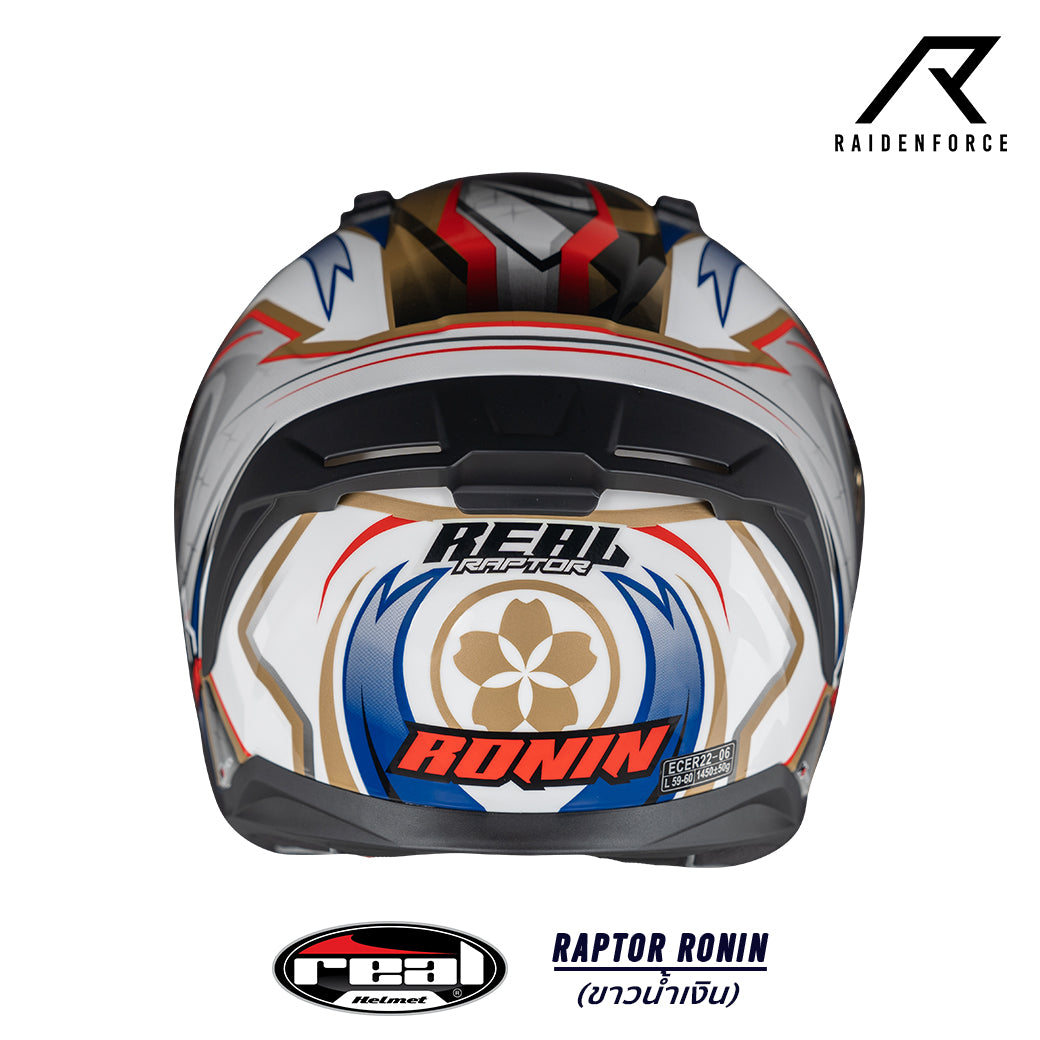 Real Helmet Raptor Ronin Helmet White and Blue