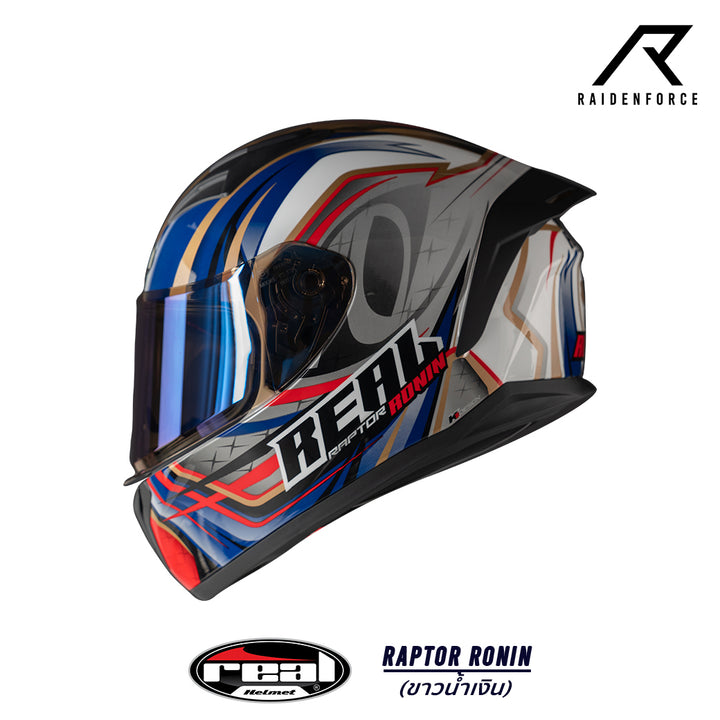 Real Helmet Raptor Ronin Helmet White and Blue