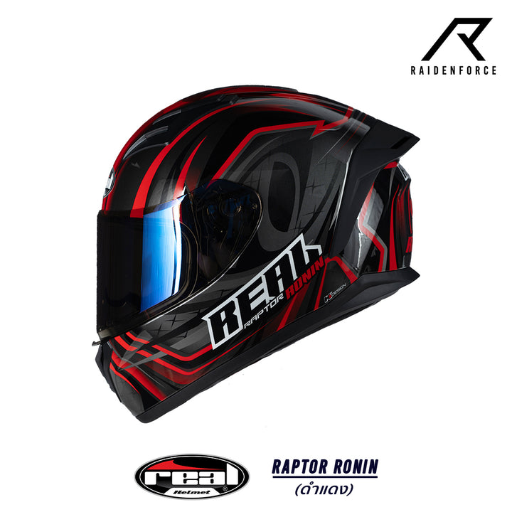 Real Helmet Raptor Ronin Black and Red Helmet